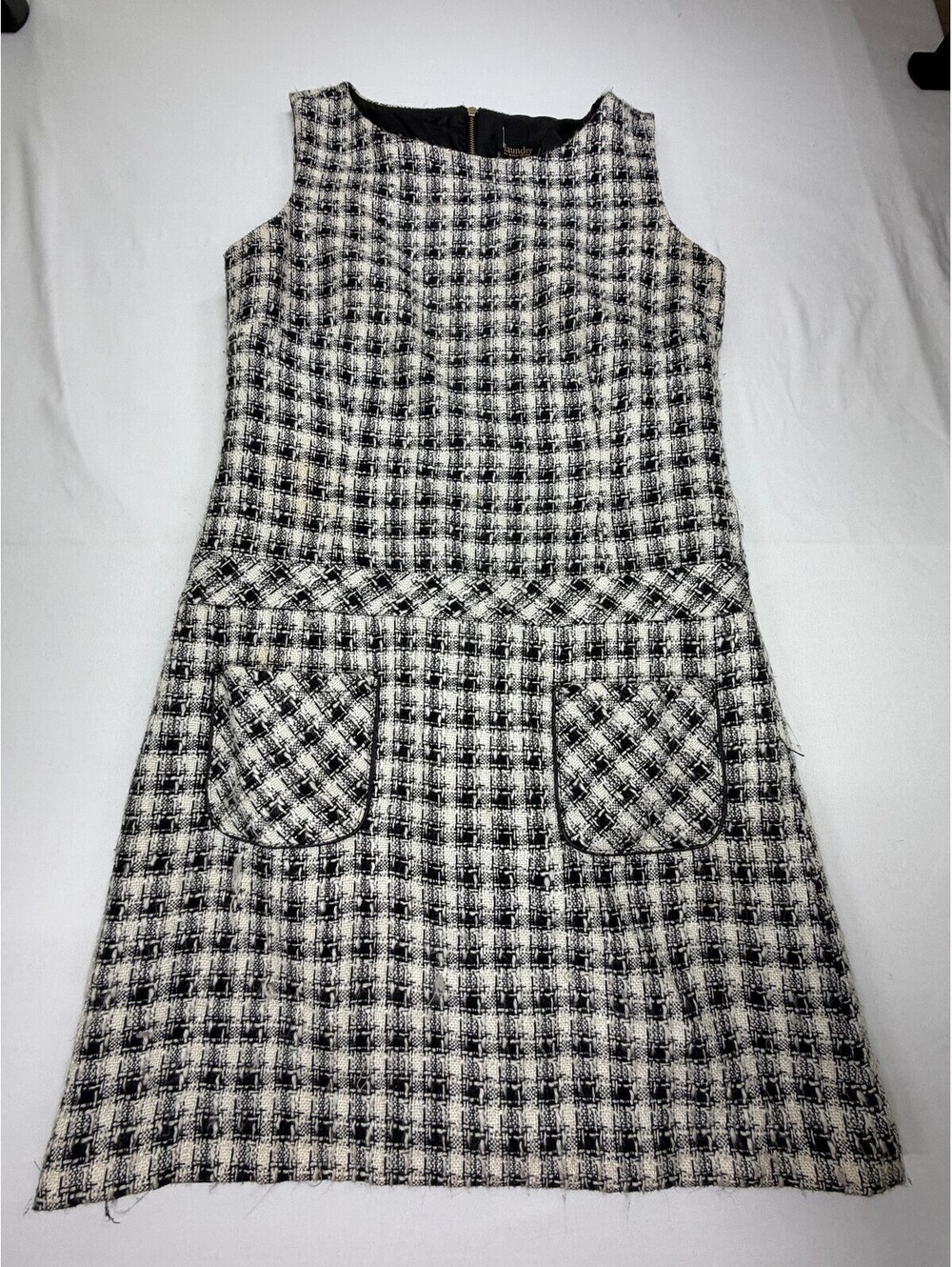 Laundry By Shelli Segal Womens Sheath Dress Sleeveless Check Size 10 Black White